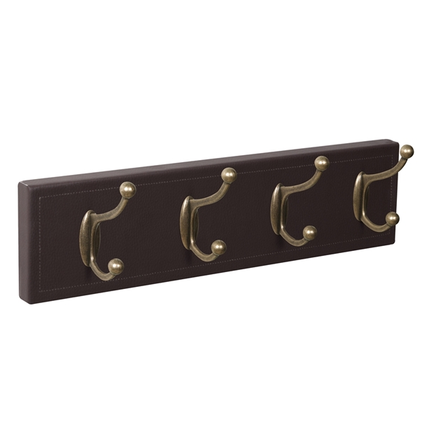 patere porte manteau en cuir synthetique marron 4 crochets vieux laiton patere porte manteau en cuir synthetique marron 4 crochets vieux laiton MOD 9204