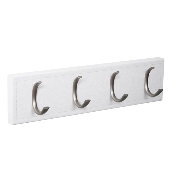 patere porte manteau en cuir synthetique blanc 4 crochets inox mat patere porte manteau en cuir synthetique blanc 4 crochets inox mat MOD 9205