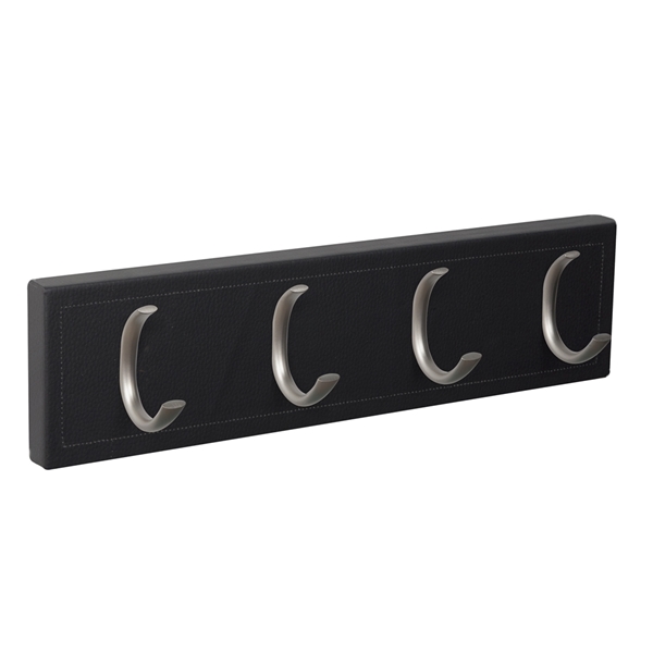 patere porte manteau en cuir synthetique noir 4 crochets inox mat patere porte manteau en cuir synthetique noir 4 crochets inox mat MOD 9205