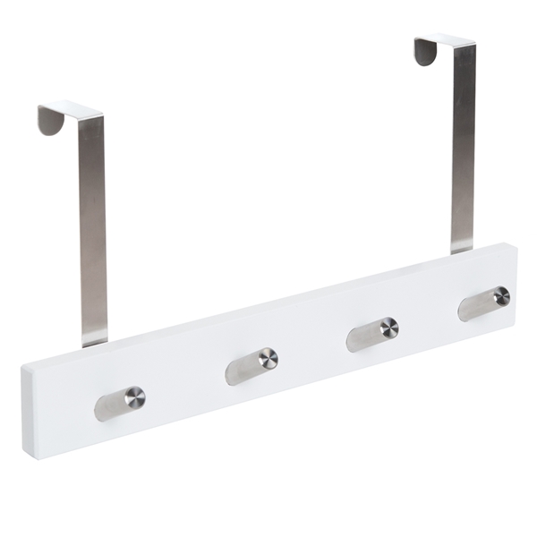 percha sobrepuerta blanca 4 pomos inclinados inox nordico escandinavo diseño nordico escandinavo patere mur porte bois blanc 4 boutons inclines inox nordique scandinave