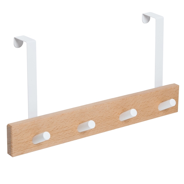 percha sobrepuerta madera 4 pomos blancos nordico escandinavo diseño nordico escandinavo patere mur porte bois naturel 4 boutons blancs nordique scandinave