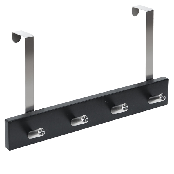 percha sobrepuerta negra 4 pomos inclinados inox nordico escandinavo diseño nordico escandinavo patere mur porte bois noir 4 boutons inclines inox nordique scandinave