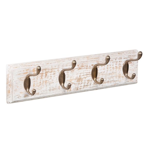 patere porte manteau en bois blanc decape 4 crochets or inca classique colonial patere porte manteau en bois blanc decape 4 crochets or inca classique colonial MOD 9501 BL