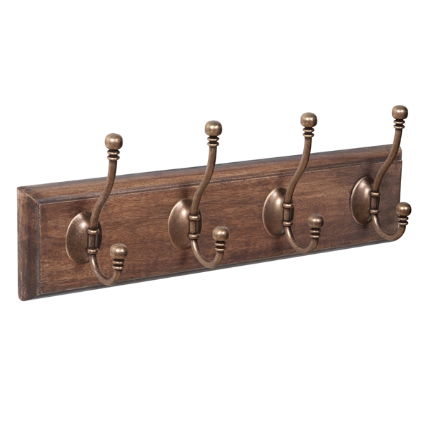 patere porte manteau en bois teck decape 4 crochets vieux laiton classique colonial patere porte manteau en bois teck decape 4 crochets vieux laiton classique colonial MOD 9502 MA