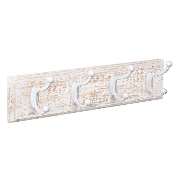 patere porte manteau en bois blanc decape 4 crochets blancs classique colonial patere porte manteau en bois blanc decape 4 crochets blancs classique colonial MOD 9504 BL
