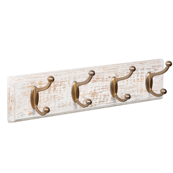 patere porte manteau en bois blanc decape 4 crochets or inca classique colonial patere porte manteau en bois blanc decape 4 crochets or inca classique colonial MOD 9504 BL