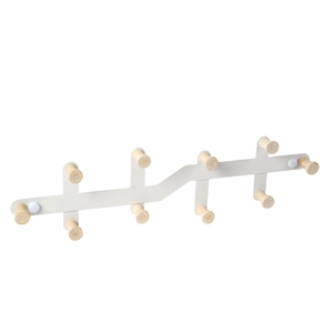 crochet mural en metal blanc 10 crochets bois naturel 430mm
