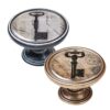 POMO TIRADOR METAL BRONCE CON PATINA BLANCA LLAVES MUEBLE RETRO VINTAGE